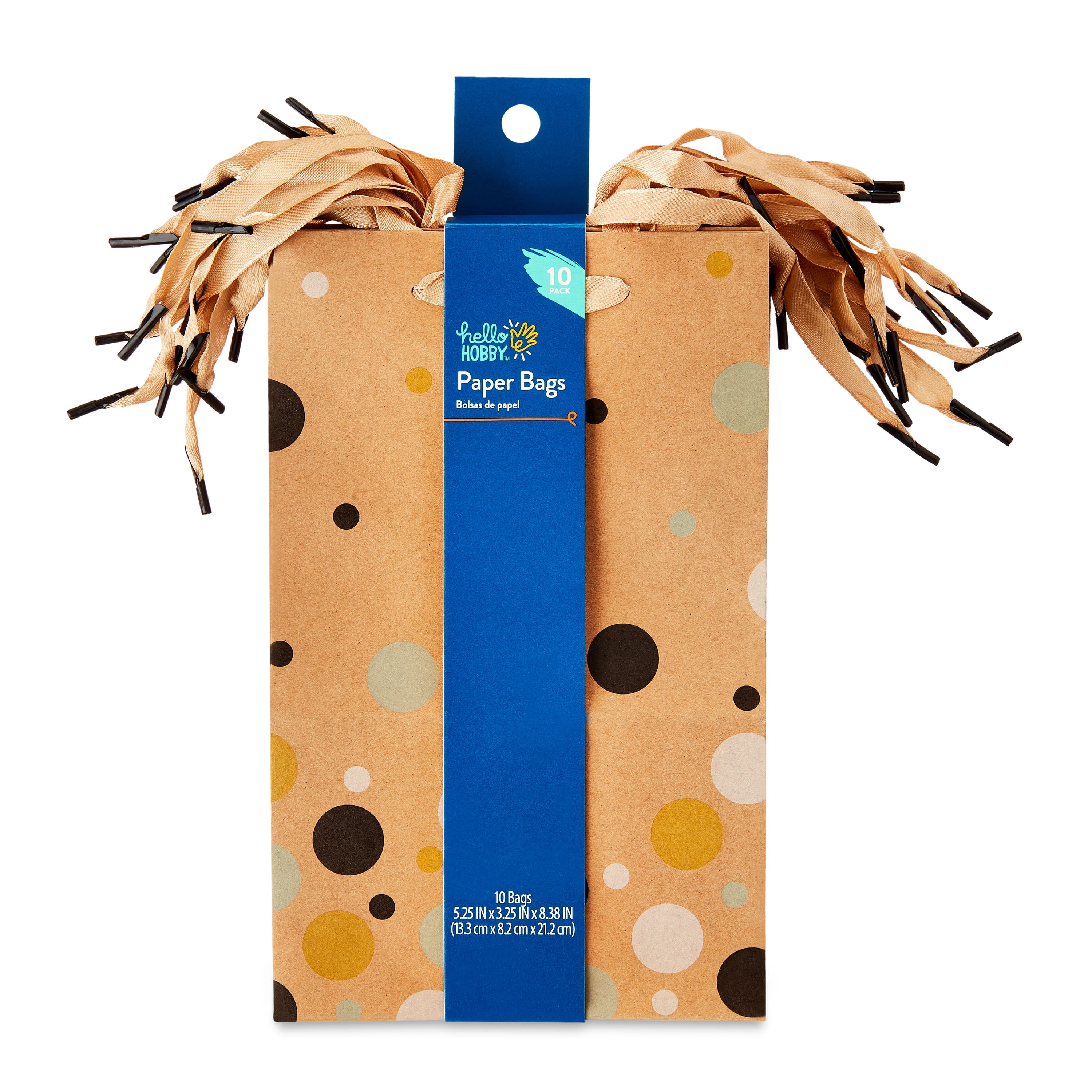 Hello Hobby Small Brown Dots Paper Bags, 5.25" x 8.38", 10 Count