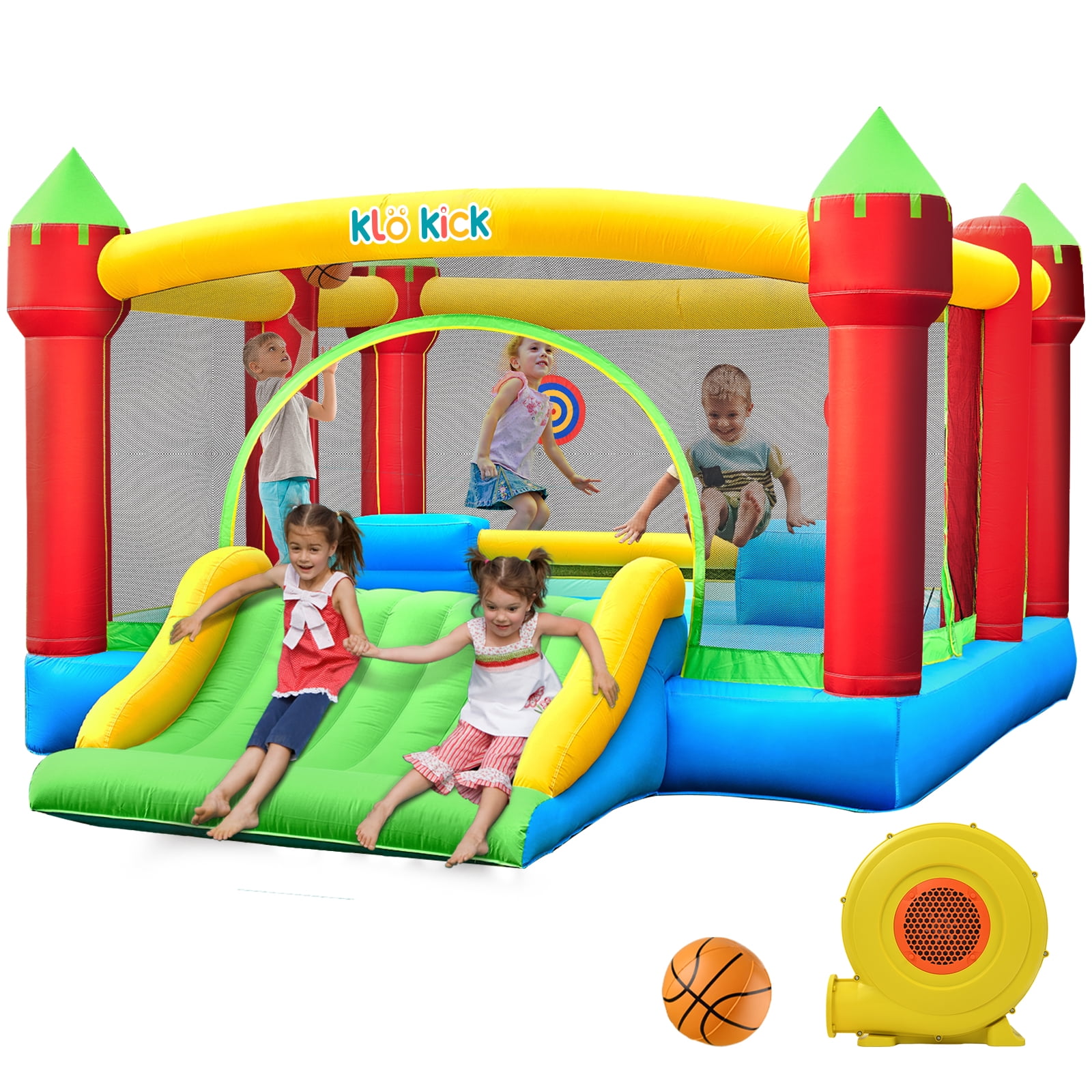 KLOKICK 15x 12FT  Large Bounce House 840D Oxford Inflatable Bouncers for 6 Kids with Blower & Slide for 3-10 Years, Child, Adult, Infant, Teen, Tween