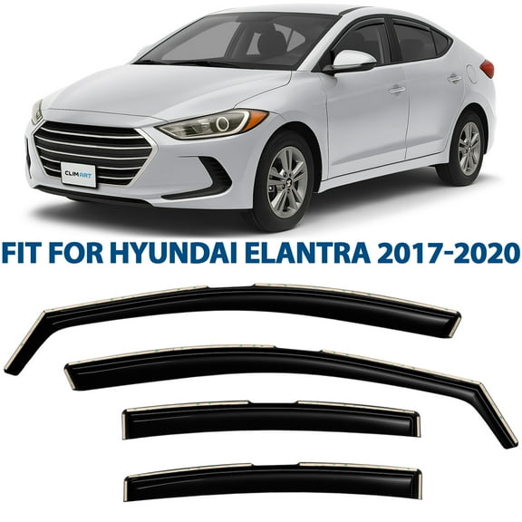 CLIM ART in-Channel Incredibly Durable Rain Guards for Hyundai Elantra 2017-2020 Sedan, Original Window Deflectors, Vent Window Visors, Vent Deflector, 4 pcs. - 617040