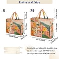 thumbnail image 2 of FORMRS Womens Corduroy Tote Bag Crossbody Shoulder Handbag with Pocket, Pink Cityscape Painting, 2 of 7