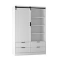 thumbnail image 5 of Glavbiku Farmhouse Tall Bedroom Armoire Wardrobe Closet with Hanging Rod, 4 Drawers, 4 Shelves,Adult, 5 of 13