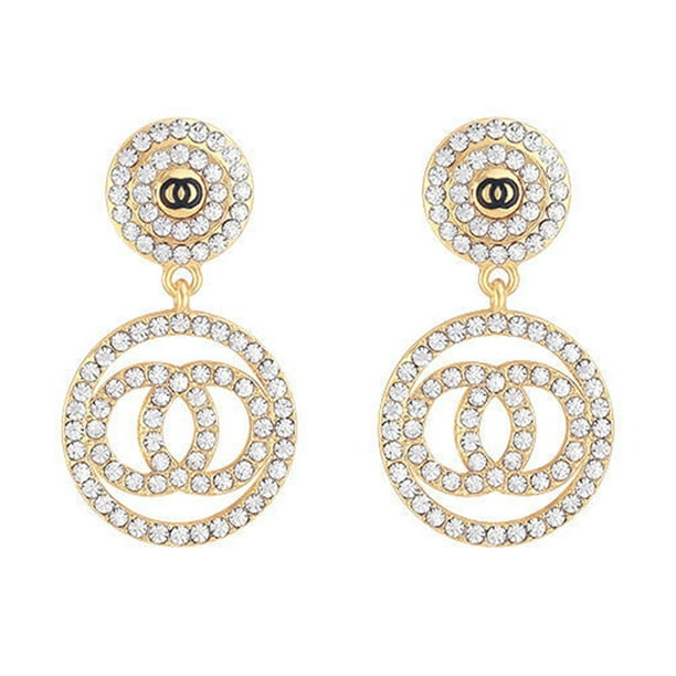 Silver Cc Style Earrings High End Temperament Trend Earrings Dazzling Trend Jewelry Walmart