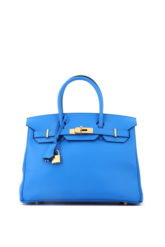 Pre-Owned Birkin Handbag Bleu Zanzibar Epsom with Gold Hardware 30 By Rebag