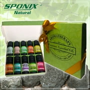 Essential Oil (10 ml x 10) Lavender, Peppermint, Eucalyptus, Lemongrass, Rosemary, Clove Leaf, Cinnamon Leaf, Frankincense, Sweet Orange, Tea Tree Gift Set of 10 Aromatherapy Pack of 10 by Sponix