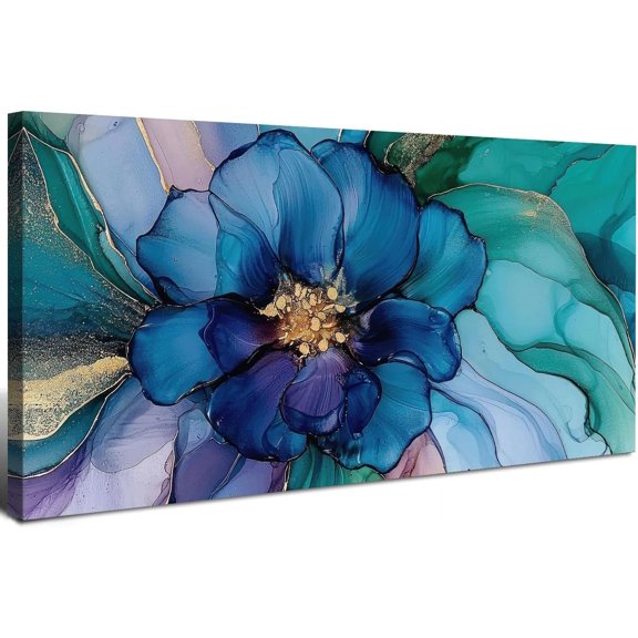 WFSposterAbstract Marble Canvas Wall Art Teal Blue and Purple Picture Wall Decor for Living Room Modern Office Painting Decor Abstract Watercolor Flower Liquid Prints Poster Home Bedroom Decorations