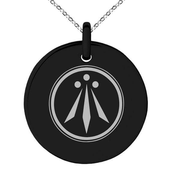 Stainless Steel Celtic Awen Arwen Three Rays Engraved Small Medallion Circle Charm Pendant Necklace