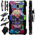 thumbnail image 1 of Compatible with Cricket Icon 2 (2020) Hybrid LuxGuard Holster Phone Case Cover (Skull Colorful), 1 of 1