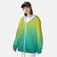 thumbnail image 3 of Vsdgher Teal To Yellow Gradient Print Adult Hoodie Shirts Rash Guard for Men Women,Long Sleeve Sun Protection Fishing Shirts for Athletic Running Swim-Small, 3 of 7