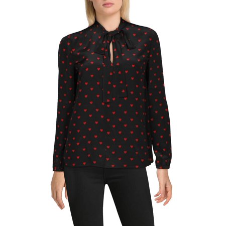 Red Valentino Womens Silk Heart Print Blouse