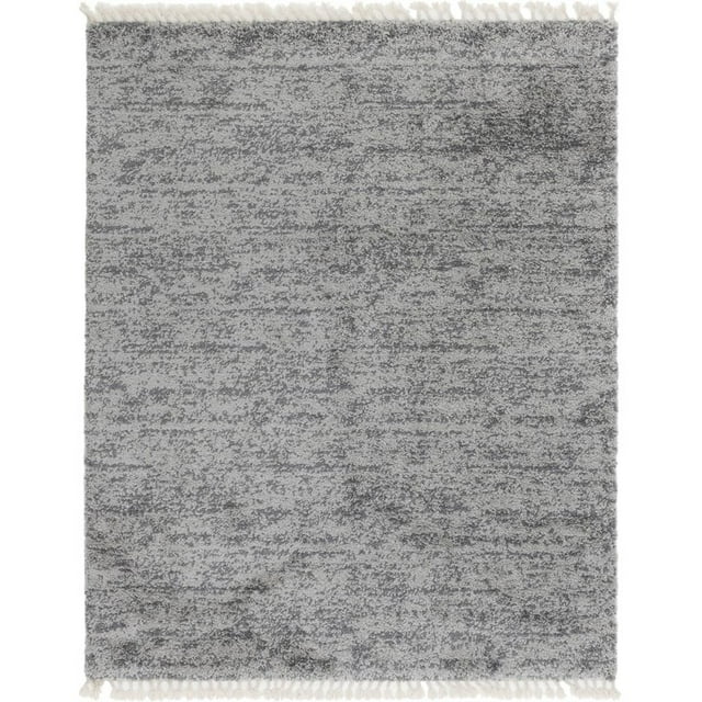 Unique Loom Hygge Shag Plush & Cozy Area Rug 8' x 10' Rectangle Gray/Ivory