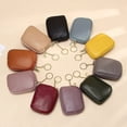 thumbnail image 5 of Monedero pequeño de cuero con cremallera para mujer, capa superior de piel de vaca, llavero de almacenamiento sencillo, monedero pequeño, 5 of 5