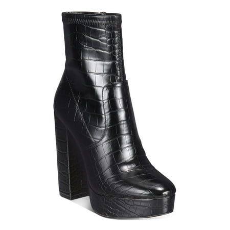 

ALDO Womens Black Crocodile 1 Platform Padded Sayan Almond Toe Block Heel Zip-Up Booties 7.5