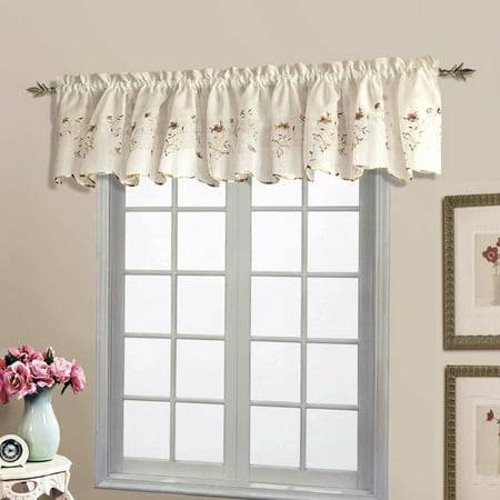 United Curtain Loretta Embroidered Voile Valance