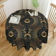 thumbnail image 2 of Golden Moon Round Tablecloth, Magical Astrology Witch Gold Black Sun Moon Print Tarot Table Cover for Parties Wedding Picnic, 60x60in, 2 of 6