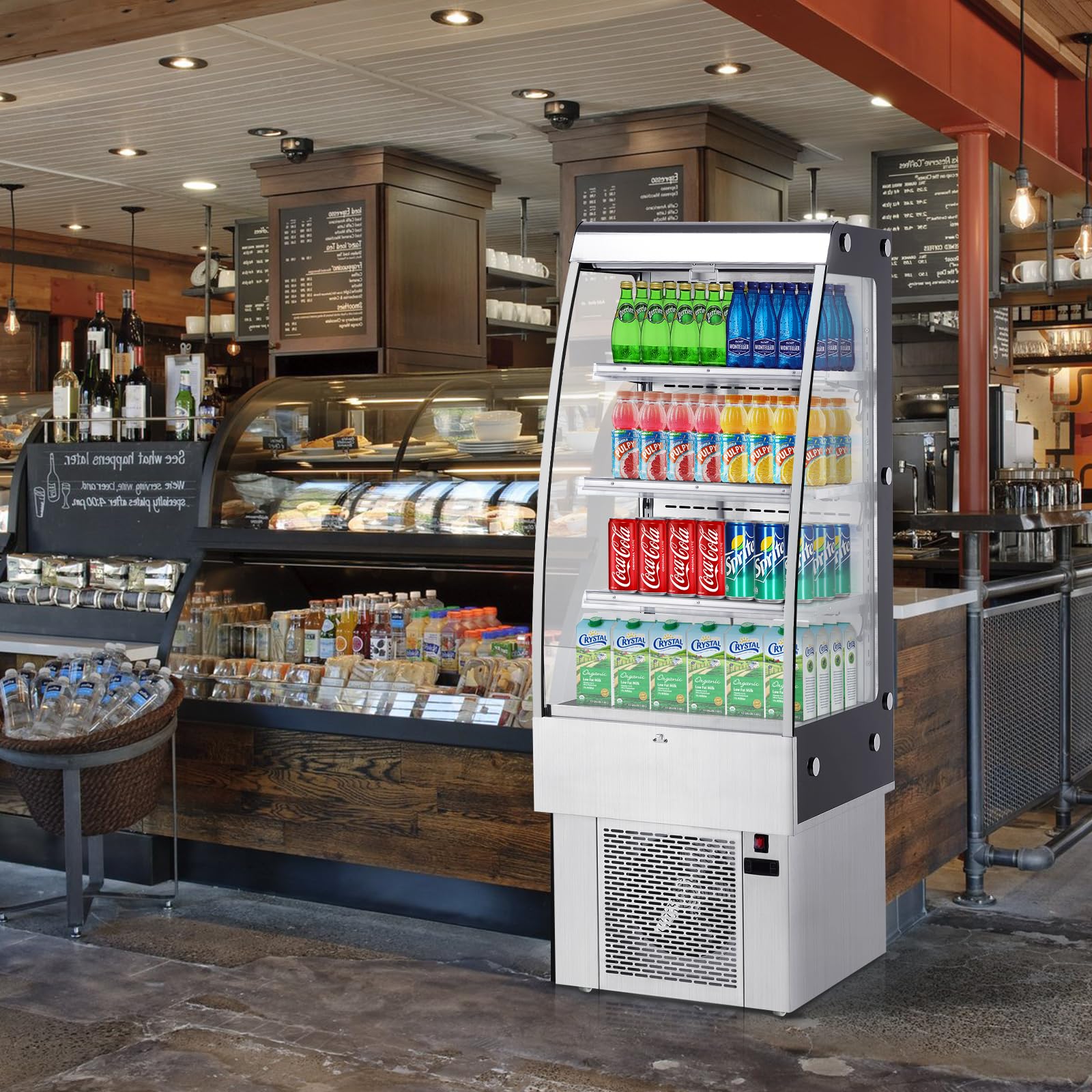 2024 New Commercial Display Refrigerator, 8.8 Cu. FT Double-Layered Glass Door, Upright Display Beverage Cooler, Merchandiser Refrigerator with Interior LED Lighting and Adjustable Shelves, 110V