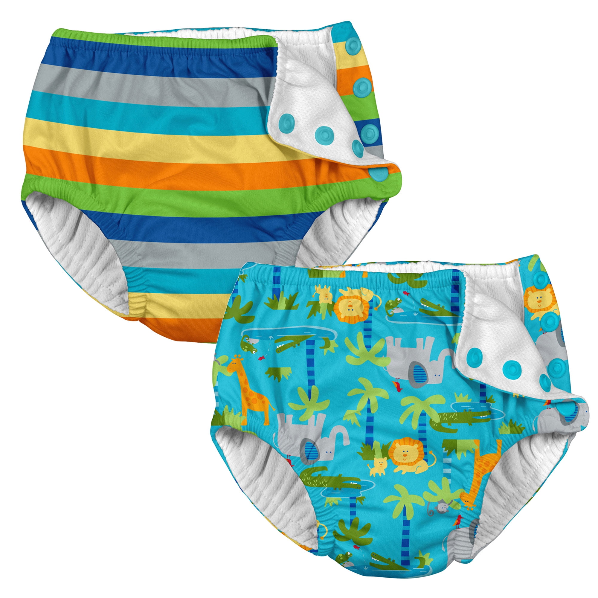 i play Baby and Toddler Snap Reusable Swim Diaper Stripes and Aqua