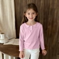 thumbnail image 2 of KyCheLot Girls Basic Shirt Solid Color Cute Collar Dailywear Long Sleeve Stretchy Breathable Blouse for 1-16 Years, 2 of 7