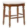 thumbnail image 1 of Linon Marino 25" Upholstered Backless Counter Stool in Antique Walnut Wood, 1 of 8
