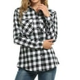 thumbnail image 3 of Aligament Womens Summer Tops, Plaid Shirts for Women Long Sleeve Christmas Fall Jacket, White XL, 3 of 8