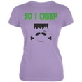 thumbnail image 1 of Halloween So I Creep Frankenstein Juniors Soft T Shirt Lavender MD, 1 of 2
