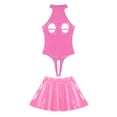 thumbnail image 4 of Conjunto de lencería de charol con aspecto mojado para mujer, mono con copa abierta y sin entrepierna, falda acampanada con cremallera, disfraces para discoteca, 4 of 5