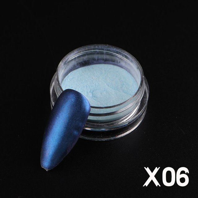 Espejo polvo de uñas pigmento blanco perla frotamiento en uñas arte brillo polvo cromo Aurora azul manicura decoraciones holográficas TRZY Tan Jianjun unisex