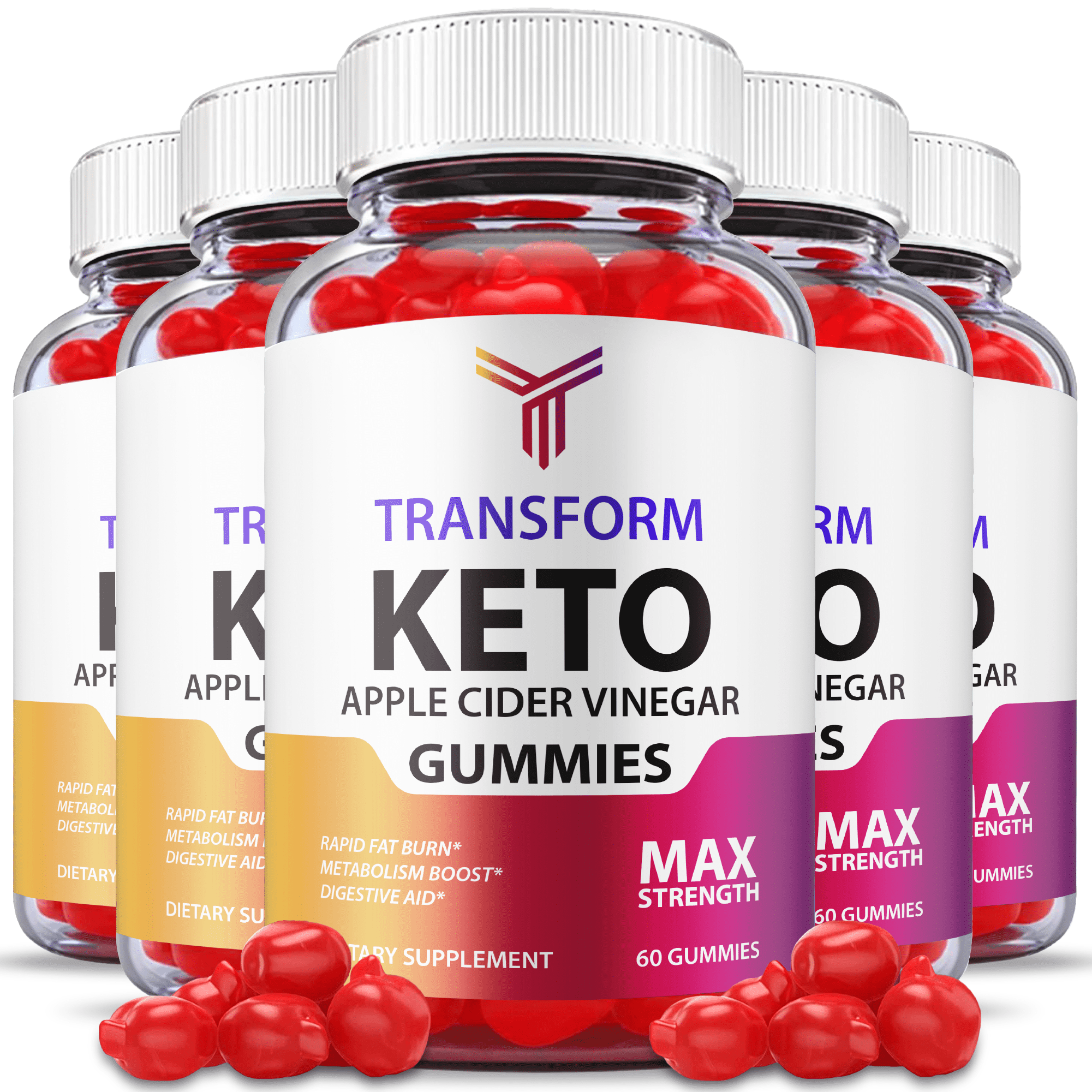 (5 Pack) Transform Keto ACV Gummies Vegan Apple Cider Vinegar 300