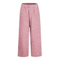 thumbnail image 4 of Crgrtght Linen Pants Women Stripe Color Block Capris Pants for Women Casual Straight Leg Capris Pants Drawstring Elastic Waist Floral Pants Cropped Trousers Gauze Summer Pants for Women, 4 of 5