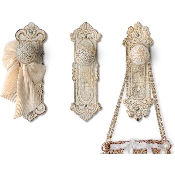 Comfify Cast Iron Wall Mounted Coat Hooks, 3 Pack, White Finish