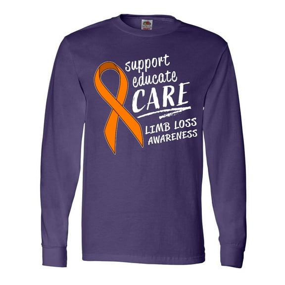 Inktastic Support Educate Care Limb Loss Awareness Orange Ribbon Long Sleeve T-Shirt