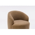 thumbnail image 7 of Swivel Barrel Chair, Modern Teddy Fabric Upholstered Accent Chair Armchair Lounge Chair with Metal Base, Comfy Single Sofa Chair with 360 Degree Swiveling for Living Room/Bedroom, Coffee Brown, 7 of 7