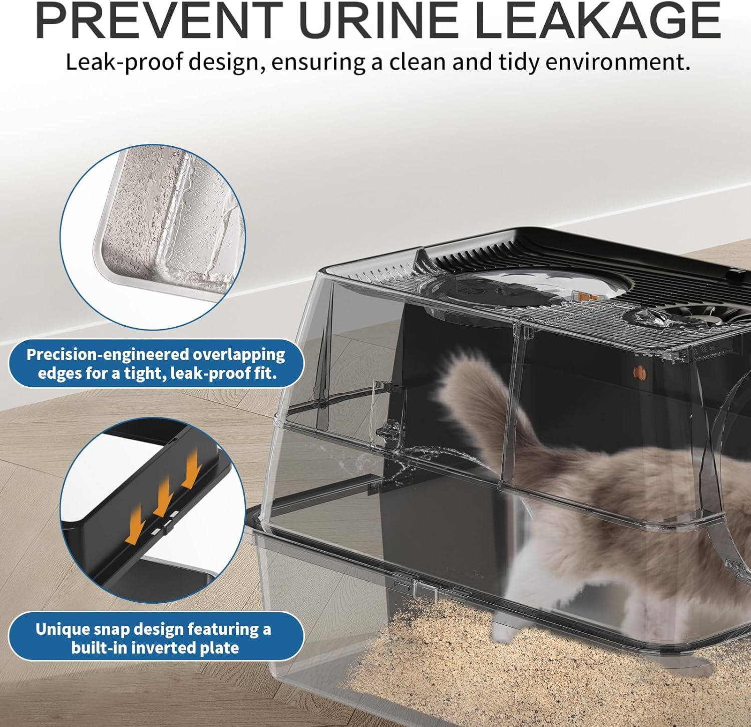 Stainless Steel Litter Box with Lid, 135° Flip-Top Extra Large Cat Litter Pan, Enclosed Metal Litter Box with Litter Scoop & Filter Pedal, Anti-Leakage, Odor Free, Front & Top Dual Entry