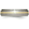 thumbnail image 4 of Chisel Titanium Brushed Center with 14k Gold Inlay 6.2mm Ridged Edge Band - Ring Size 13.0, 4 of 8