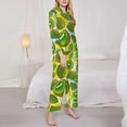 thumbnail image 4 of Kll Watercolor Kiwi Fruits Summer Print Women'S Long Sleeve Pajamas With Pants Sleepwear Loungewear 2 Set-Small, 4 of 9