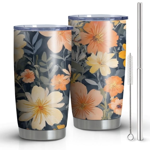 20 Oz Pioneer Flower Coffee Tumbler Double Wall Insulated Stainless Steel Water Bottle | Metal Reusable Thermoses Flask with Cup Cap | Leak & Sweat Proof with Anti-Dust Lid