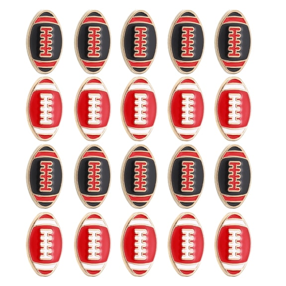 20Pcs Football Beads for Bracelet,19mm Enamel Alloy Sports Beads,Black,Red