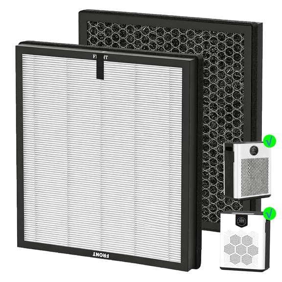2 pack AP304 Replacement Filter Compatible with AIRFIRE AP304 AP404 Air Purifier, and for DAYETTE, JOWSET, FRESHDEW AP303/ AP304 Air Purifier, H14 HEPA Activated Carbon Filter, white