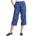thumbnail image 1 of Woman Within Women's  Plus Size Elastic-Waist Cotton Capri Pants - 44 W, Medium Stonewash Shadow Floral Blue, 1 of 6
