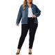 thumbnail image 2 of Chaqueta de mezclilla para mujer Agnes Orinda, talla grande, con dobladillo deshilachado, mangas largas, bolsillos y botones, color azul 3X, 2 of 6