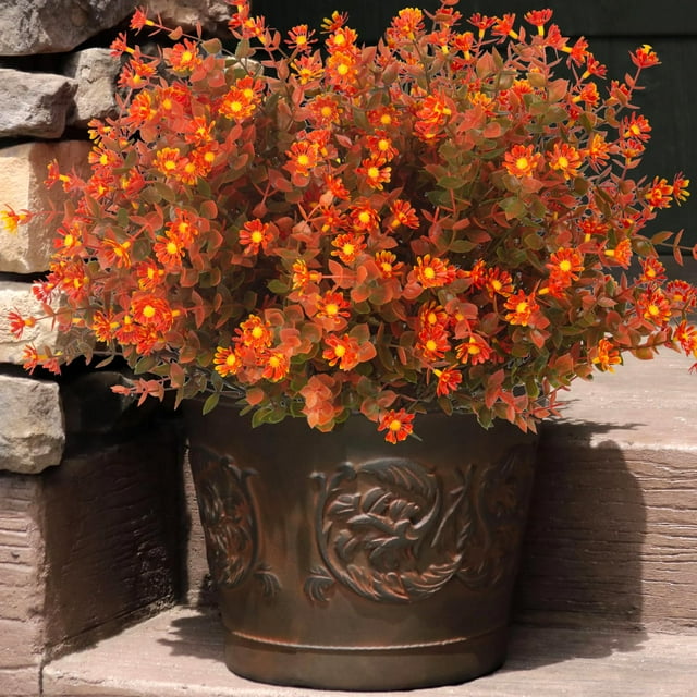 Flores de otoño artificiales Grunyia, plantas de otoño falsas que no se decoloran