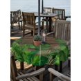 thumbnail image 2 of Outdoor Tablecloth with Umbrella Hole for Patio/Picnic/Party/Camping, Tropical Leaves Waterproof Table Cloth Round Cover Washable, Summer Botanical Monstera Leaf Wooden Brown (Dia 54"), 2 of 8