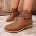 thumbnail image 3 of EKVAHL Women's Orthopedic Walking Ankle Boots, Buckle Strap Low Heel Booties, Arch Support Wide Fit Round Toe Vintage Daily Outdoor Casual Short Boots Brown, 3 of 5