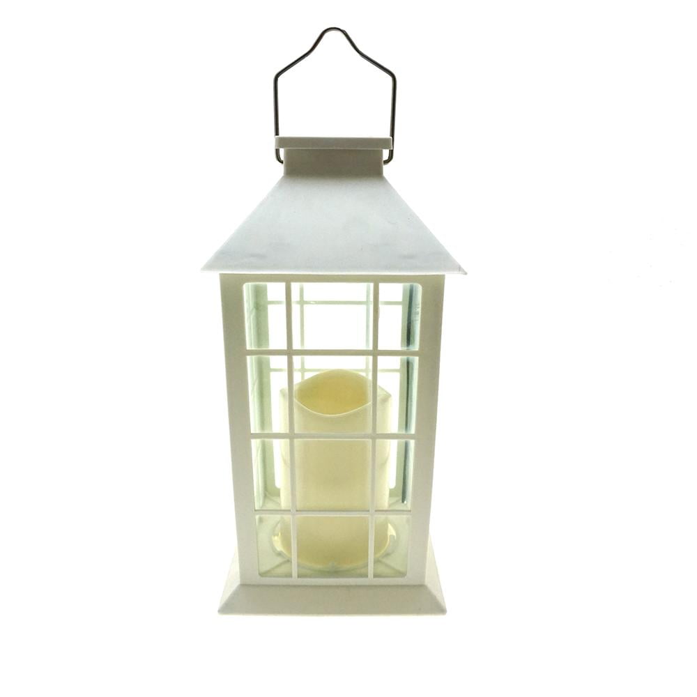 Antique LED Candle Solar Lantern, 103/4Inch, White