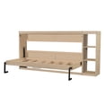 thumbnail image 4 of Euroco Wood Twin Size Murphy Bed, Wall Bed with Shelves and Cabinet, Convertibe into Cabinet for Bedroom, Natural, 4 of 15