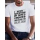 thumbnail image 1 of Men'S Casual Crew Neck T-Shirt with "I Never Question My Wife'S Choices Because I'm One of Them" Print, Slight Stretch, Regular Fit, Summer Short Sleeve Tee - Geometric Pattern, 1 of 5