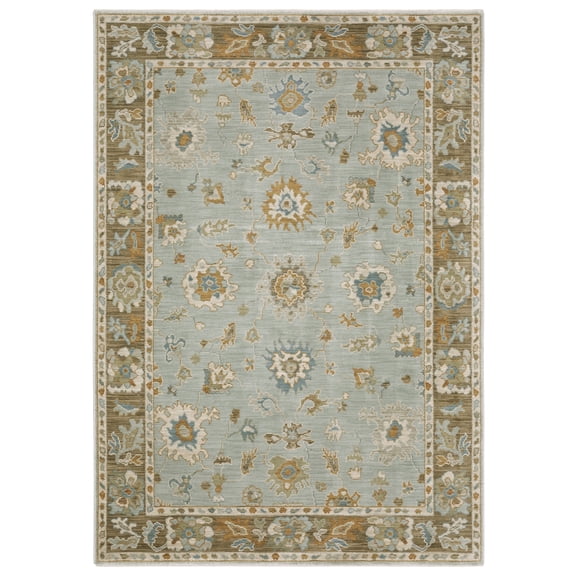 Woven Trends Fiza - MAE06 - Traditonal Style, Oriental Floral Pattern, Stain Resistant & Family Friendly, Living Room, Dining Room, Office, Low Pile Polypropylene Area Rug in Blue - 5' x 8'