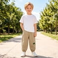 thumbnail image 2 of Gubotare Infant Pants Girl Boys Linen Suits Pants Kids Lightweight Flat Front Dress Pants for Toddler Boy Teens Formal School Uniform Trousers Size 9-11 (Beige,9-11 Years), 2 of 7