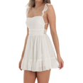 thumbnail image 3 of OSOLU Dresses Solid Color Women Spaghetti Strap Mini Dress Low Cut Sleeveeless Mini Dress Backless Going Out Ruffle Beach Wear Dress Relaxed Fit Sundress Wedding Guest Dress, 3 of 8