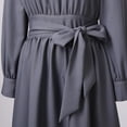 thumbnail image 7 of Afinprain Women's Clergy Dress Long Sleeve A-Line Maxi Dress with Belt and Tab Collar, 7 of 7
