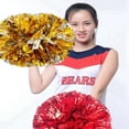 thumbnail image 2 of 1 Pcs Concert Fancy Competition Flower Double hole handle Cheerleading Cheering Ball Club Sport Supplies Cheerleader Pom Poms Dance Party Decorator GOLD, 2 of 9